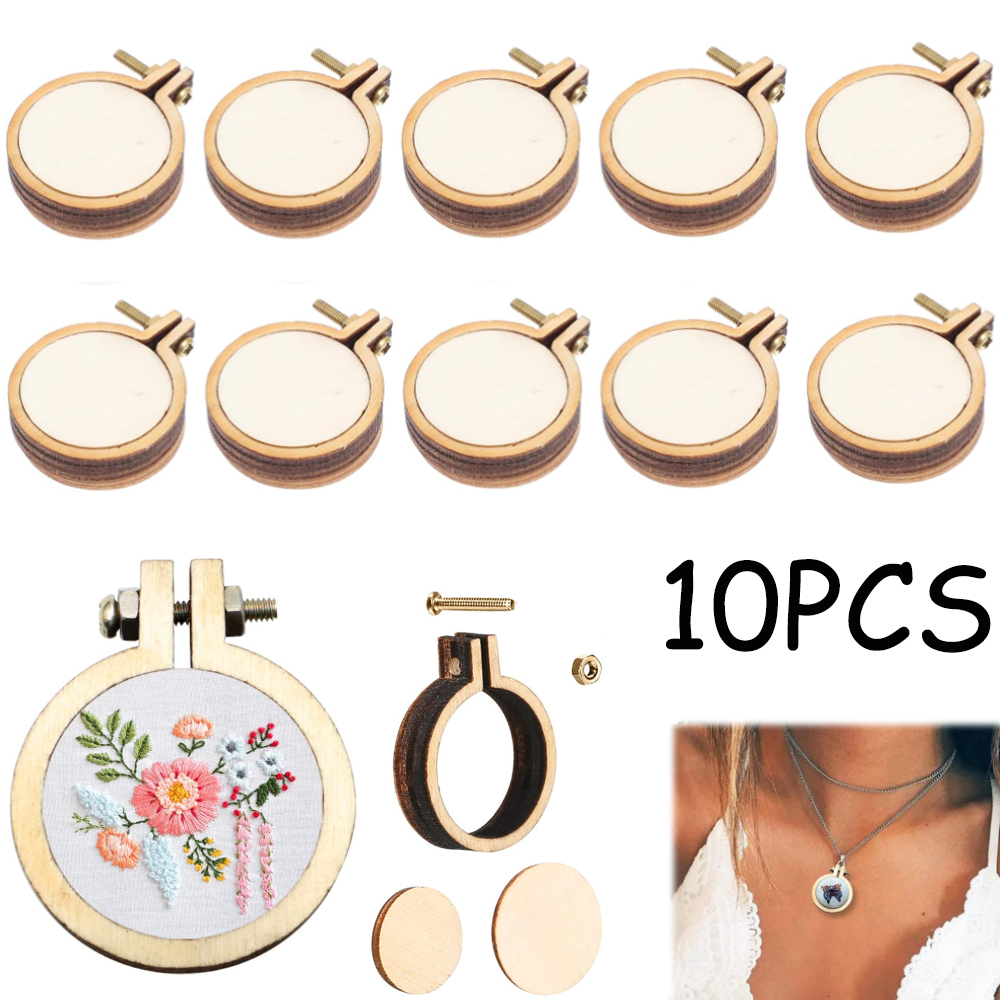 Embroidery Hoop Kit - 10 sztuk/zestaw drewniane Mini obręcz do