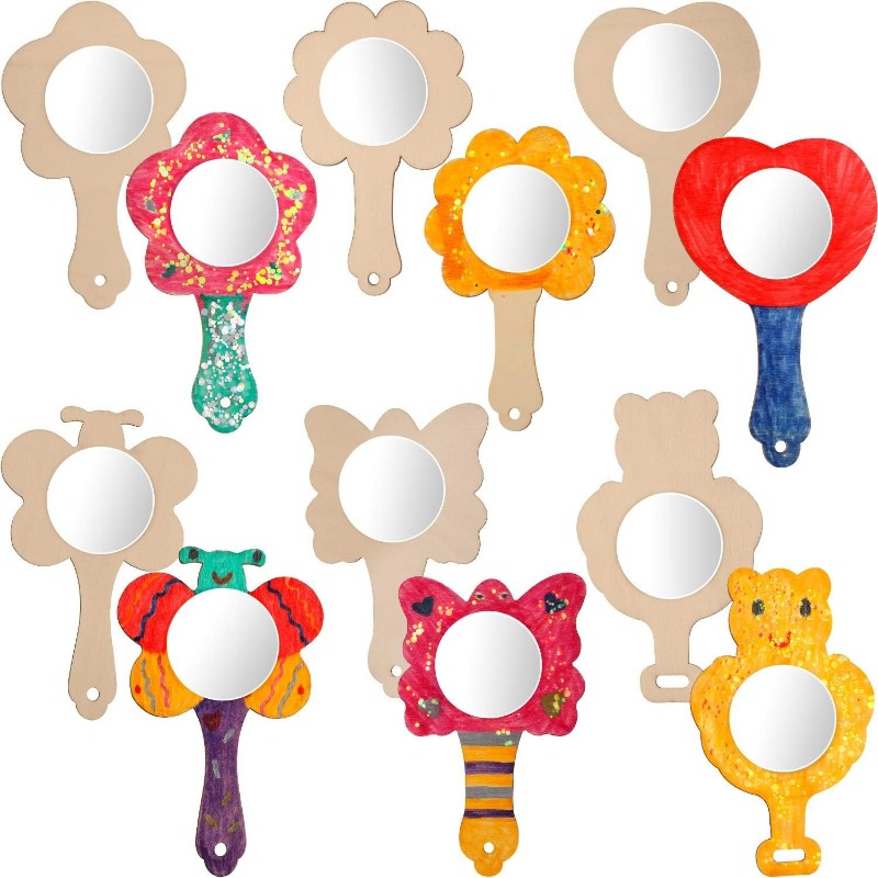Art Craft Mirror - 2 szt. Drewniane lusterka DIY, mini